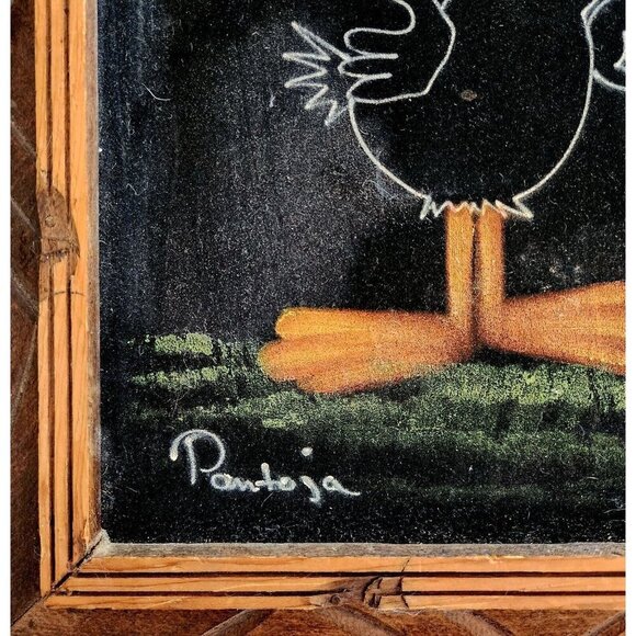 Daffy Duck Pantoja Original Signed Painting Velvet Framed c1970s 16.5x13.5" SS - Picture 5 of 6